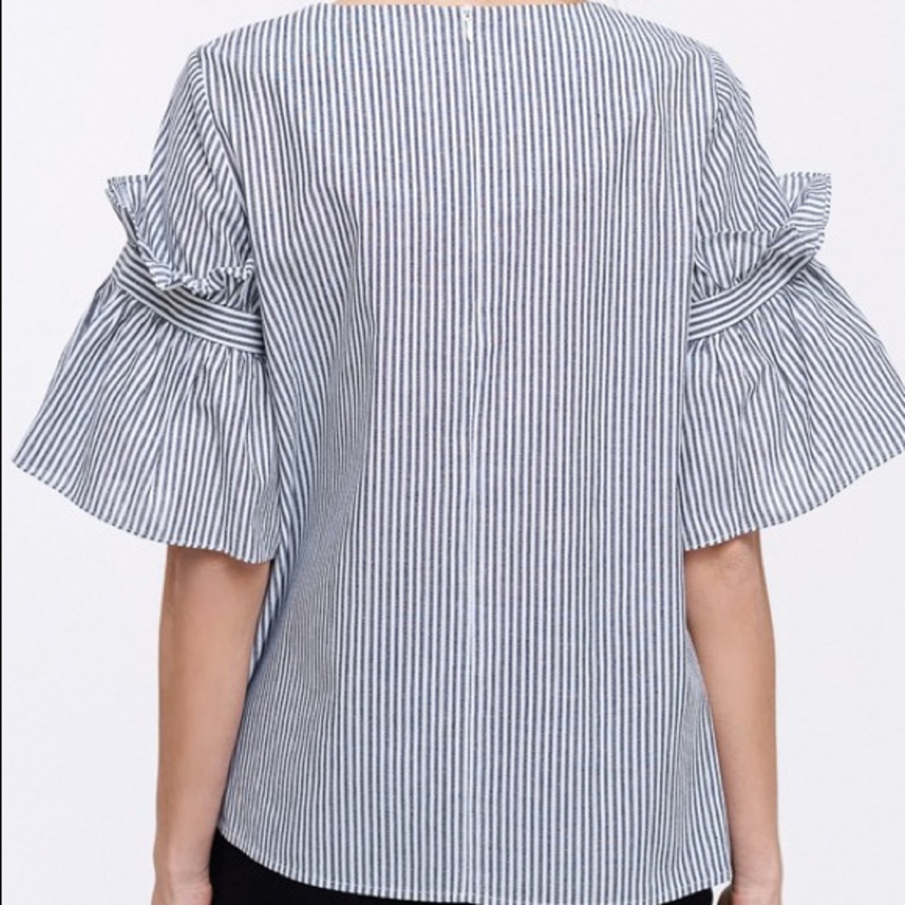 Striped Ruffled Sleeves Blouse - Picture 5 of 5